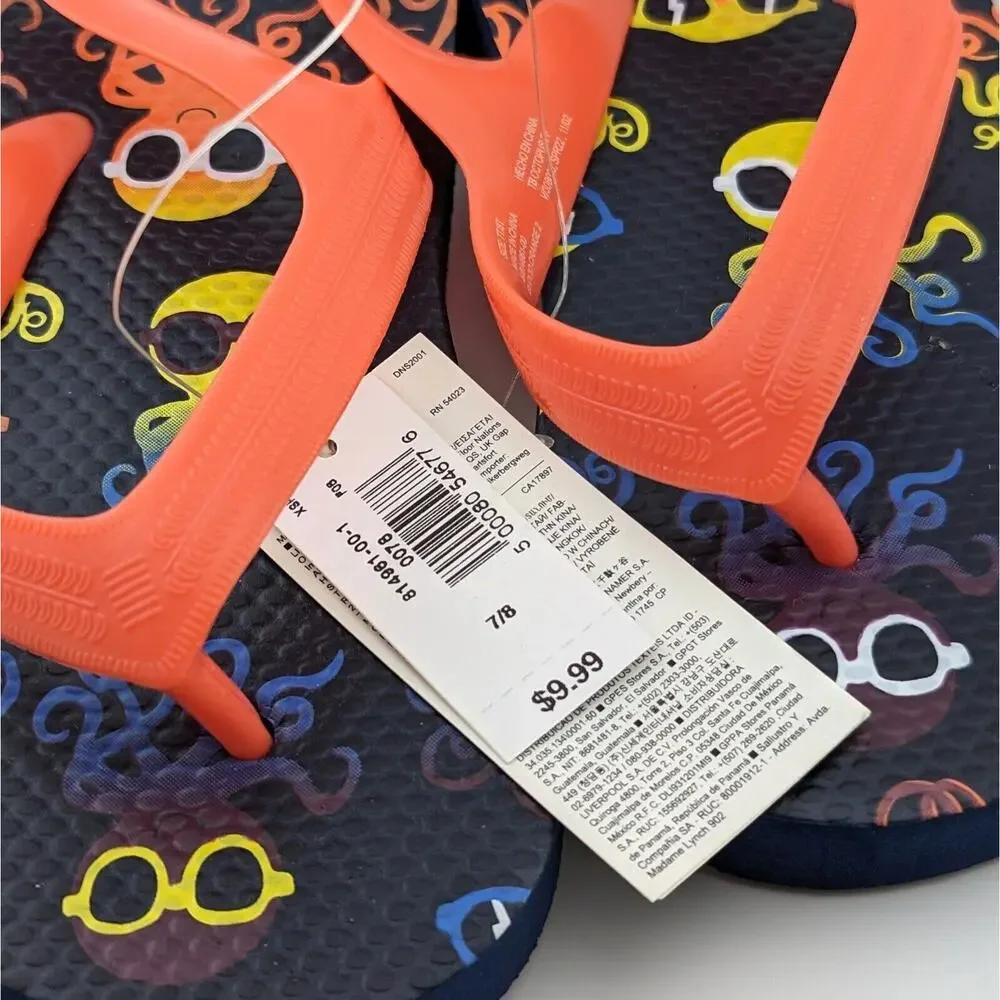 Gap Toddler Flip Flops Size 7/8 Colorful Summer Sandals Preppy Whimsical Beachy